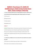 NUR231 Final Exam V3 &vert; NUR 231 &NewLine;Childbearing & Child Caring Family Exam &NewLine;Q&A &vert; Galen College of Nursing 