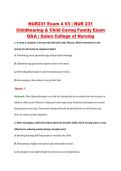 NUR231 Exam 4 V3 &vert; NUR 231 &NewLine;Childbearing & Child Caring Family Exam &NewLine;Q&A &vert; Galen College of Nursing