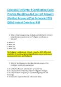 Colorado Firefighter I Certification Exam &NewLine;Practice Questions And Correct Answers &NewLine;&lpar;Verified Answers&rpar; Plus Rationale 2026 &NewLine;Q&A&vert; Instant Download Pdf  