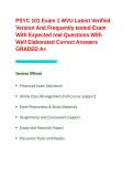 PSYC 101 Exam 1 WVU Latest Verified Version And Frequently tested Exam With Expected real Questions With Well Elaborated Correct Answers GRADED  A&plus;
