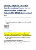 Bundle for Colorado Firefighter I and II Certification  Exam Practice Questions And Correct  Answers &lpar;Verified Answers&rpar; Plus  Rationale 2026 Q&A&vert; Instant Download  Pdf 