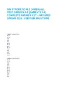 NIH STROKE SCALE &lpar;NIHSS&rpar; ALL TEST GROUPS A-F &lpar;PATIENTS 1-6&rpar; COMPLETE ANSWER KEY &ndash; UPDATED SPRING 2026 &vert; VERIFIED SOLUTIONS