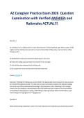 AZ Caregiver Practice Exam 2026 Question&NewLine;Examination with Verified ANSWERs and&NewLine;Rationales ACTUAL&excl;&excl;&excl;