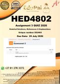 HED4802 Assignment 3 &lpar;COMPLETE ANSWERS&rpar; 2026 &lpar;552465&rpar;- DUE 29 July 2026