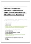 NYC Master Plumber License Examination&colon; 100 Comprehensive Practice Questions&comma; Verified Answers & Detailed Rationales &vert; Complete Exam Prep Study Guide &lpar;2026 Edition&rpar;
