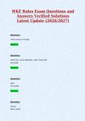 WKF Rules Exam Questions and&NewLine;Answers Verified Solutions&NewLine;Latest Update &lpar;2026&sol;2027&rpar;