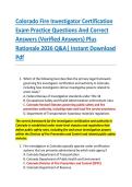 Colorado Fire Investigator Certification &NewLine;Exam Practice Questions And Correct &NewLine;Answers &lpar;Verified Answers&rpar; Plus &NewLine;Rationale 2026 Q&A&vert; Instant Download &NewLine;Pdf 