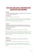 AVN 2035 MED SURG 3 MIDTERM EXAM QUESTIONS AND ANSWERS