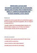 NR548 EXAM 2 ACTUAL EXAM&NewLine;PSYCHIATRIC ASSESSMENT FOR THE PSYCHIATRIC MENTAL HEALTH NURSE PRACTITIONER REVIEW &vert; WEEK 3-4 &vert; COMPLETE 80 QUESTIONS AND DETAILED ANSWERS&vert; LATEST UPDATE&NewLine;