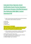Colorado Driver Operator Aerial &NewLine;Certification Exam Practice Questions &NewLine;And Correct Answers &lpar;Verified Answers&rpar; &NewLine;Plus Rationale 2026 Q&A&vert; Instant &NewLine;Download Pdf 
