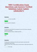 WRT Certification Exam&NewLine;Questions and Answers Verified&NewLine;Solutions Latest Update&NewLine;&lpar;2026&sol;2027&rpar;