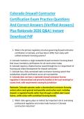 Colorado Drywall Contractor &NewLine;Certification Exam Practice Questions &NewLine;And Correct Answers &lpar;Verified Answers&rpar; &NewLine;Plus Rationale 2026 Q&A&vert; Instant &NewLine;Download Pdf 