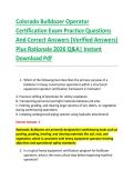 Colorado Bulldozer Operator &NewLine;Certification Exam Practice Questions &NewLine;And Correct Answers &lpar;Verified Answers&rpar; &NewLine;Plus Rationale 2026 Q&A&vert; Instant &NewLine;Download Pdf 