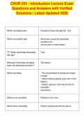 CNUR 203 - Introduction Lecture Exam&NewLine;Questions and Answers with Verified&NewLine;Solutions &vert; Latest Updated 2026