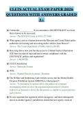CLETS ACTUAL EXAM PAPER 2026&NewLine;QUESTIONS WITH ANSWERS GRADED&NewLine;A&plus;