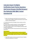 Colorado Airport Firefighter &NewLine;Certification Exam Practice Questions &NewLine;And Correct Answers &lpar;Verified Answers&rpar; &NewLine;Plus Rationale 2026 Q&A&vert; Instant &NewLine;Download Pdf 