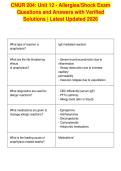 CNUR 204&colon; Unit 12 - Allergies&sol;Shock Exam&NewLine;Questions and Answers with Verified&NewLine;Solutions &vert; Latest Updated 2026