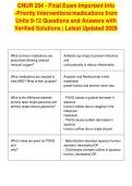 CNUR 204 - Final Exam Important Info&NewLine;-Priority interventions&sol;medications from&NewLine;Units 9-12 Questions and Answers with&NewLine;Verified Solutions &vert; Latest Updated 2026
