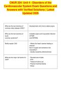 CNUR 204&colon; Unit 4 - Disorders of the&NewLine;Cardiovascular System Exam Questions and&NewLine;Answers with Verified Solutions &vert; Latest&NewLine;Updated 2026