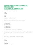 Anatomy and Physiology Chapter 1 Practice Test Questions and Answers 2025 &vert; Comprehensive Exam Preparation and Study Guide