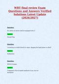 WRT final review Exam&NewLine;Questions and Answers Verified&NewLine;Solutions Latest Update&NewLine;&lpar;2026&sol;2027&rpar;
