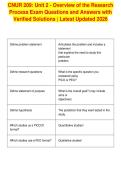 CNUR 209&colon; Unit 2 - Overview of the Research&NewLine;Process Exam Questions and Answers with&NewLine;Verified Solutions &vert; Latest Updated 2026