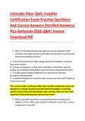 Colorado Fiber Optic Installer &NewLine;Certification Exam Practice Questions &NewLine;And Correct Answers &lpar;Verified Answers&rpar; &NewLine;Plus Rationale 2026 Q&A&vert; Instant &NewLine;Download Pdf 