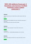 WRT-106 midterm Exam part 2&NewLine;Questions and Answers Verified&NewLine;Solutions Latest Update&NewLine;&lpar;2026&sol;2027&rpar;