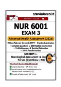 NUR 6001 Exam 3 &ndash; Advanced Health Assessment &lpar;2026&rpar;&colon; Section 1 &ndash; Neurological Assessment & Cranial Nerves &lpar;Questions 1&ndash;60&rpar; &vert; William Paterson University &lpar;WPU&rpar;