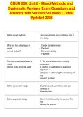 CNUR 209&colon; Unit 6 - Mixed Methods and&NewLine;Systematic Reviews Exam Questions and&NewLine;Answers with Verified Solutions &vert; Latest&NewLine;Updated 2026