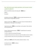 Nur 103 Final exam study questions and answers latest&NewLine;update Graded A&plus;&NewLine;What are the different types of learning style&quest; -Visual&NewLine;Auditory&NewLine;Kinesthetic&NewLine;Kinesthetic learning style -the tendency to prefer demonstrations and&NewLine;physical activity involving bod