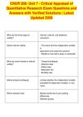 CNUR 209&colon; Unit 7 - Critical Appraisal of&NewLine;Quantitative Research Exam Questions and&NewLine;Answers with Verified Solutions &vert; Latest&NewLine;Updated 2026