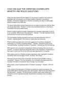 COUC 506 QUIZ THE CHRISTIAN COUNSELOR-S MINISTRY AND ROLES QUESTIONS