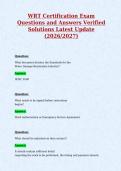 WRT Certification Exam&NewLine;Questions and Answers Verified&NewLine;Solutions Latest Update&NewLine;&lpar;2026&sol;2027&rpar;
