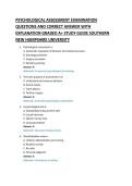PSYCHOLOGICAL ASSESSMENT EXAMINATION &NewLine;QUESTIONS AND CORRECT ANSWER WITH &NewLine;EXPLANATION GRADED A&plus; STUDY GUID