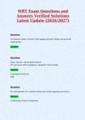 WRT Exam Questions and&NewLine;Answers Verified Solutions&NewLine;Latest Update &lpar;2026&sol;2027&rpar;