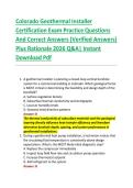 Colorado Geothermal Installer &NewLine;Certification Exam Practice Questions &NewLine;And Correct Answers &lpar;Verified Answers&rpar; &NewLine;Plus Rationale 2026 Q&A&vert; Instant &NewLine;Download Pdf  