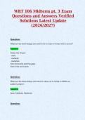 WRT 106 Midterm pt&period; 3 Exam&NewLine;Questions and Answers Verified&NewLine;Solutions Latest Update&NewLine;&lpar;2026&sol;2027&rpar;