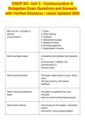 CNUR 301&colon; Unit 3 - Communication &&NewLine;Delegation Exam Questions and Answers&NewLine;with Verified Solutions &vert; Latest Updated 2026