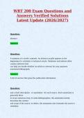 WRT 200 Exam Questions and&NewLine;Answers Verified Solutions&NewLine;Latest Update &lpar;2026&sol;2027&rpar;