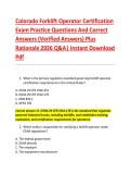 Colorado Forklift Operator Certification &NewLine;Exam Practice Questions And Correct &NewLine;Answers &lpar;Verified Answers&rpar; Plus &NewLine;Rationale 2026 Q&A&vert; Instant Download &NewLine;Pdf  