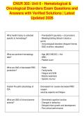 CNUR 302&colon; Unit 6 - Hematological &&NewLine;Oncological Disorders Exam Questions and&NewLine;Answers with Verified Solutions &vert; Latest&NewLine;Updated 2026