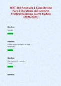 WRT 102 Semester I Exam Review&NewLine;Part 1 Questions and Answers&NewLine;Verified Solutions Latest Update&NewLine;&lpar;2026&sol;2027&rpar;