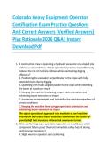 Colorado Heavy Equipment Operator &NewLine;Certification Exam Practice Questions &NewLine;And Correct Answers &lpar;Verified Answers&rpar; &NewLine;Plus Rationale 2026 Q&A&vert; Instant &NewLine;Download Pdf