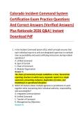 Colorado Incident Command System &NewLine;Certification Exam Practice Questions &NewLine;And Correct Answers &lpar;Verified Answers&rpar; &NewLine;Plus Rationale 2026 Q&A&vert; Instant &NewLine;Download Pdf