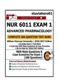 NUR 6011 Exam 1 &ndash; Advanced Pharmacology&colon; Complete 200-Q Test Bank with NGN-Style Case Scenarios & Rationales &vert; William Paterson University 2026&sol;2027 Edition