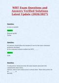WRT Exam Questions and&NewLine;Answers Verified Solutions&NewLine;Latest Update &lpar;2026&sol;2027&rpar;