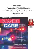 TEST BANK&NewLine;Paramedic Care- Principles & Practice&comma;&NewLine;6th Edition&comma; Volume 5 by Bledsoe&comma; Chapters 1 &ndash; 16&NewLine;New Edition 2026&NewLine;