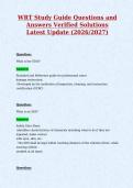 WRT Study Guide Questions and&NewLine;Answers Verified Solutions&NewLine;Latest Update &lpar;2026&sol;2027&rpar;