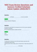 WRT Exam Review Questions and&NewLine;Answers Verified Solutions&NewLine;Latest Update &lpar;2026&sol;2027&rpar;
